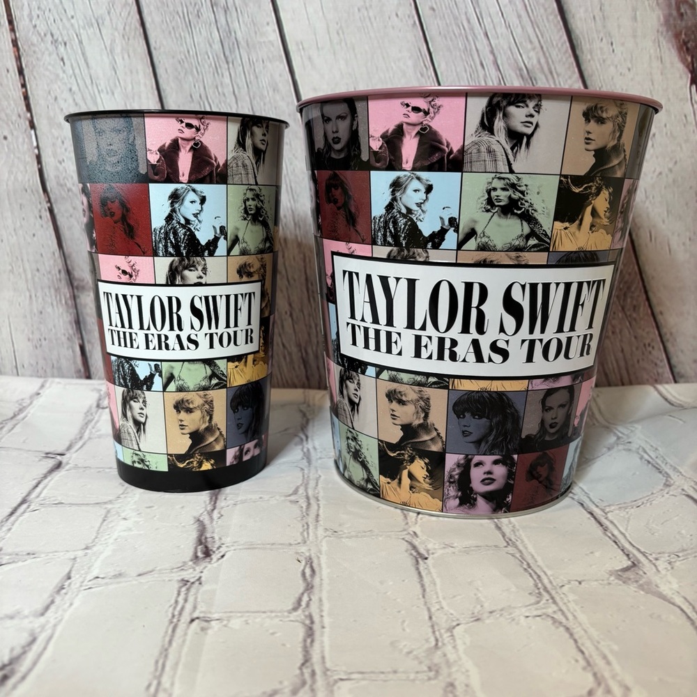 Taylor Swift The Eras Tour Metal Popcorn Bucket and Cup Golden Link
